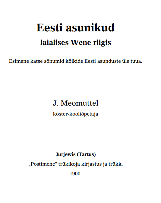 Eesti asunikud laialses Wene riigis