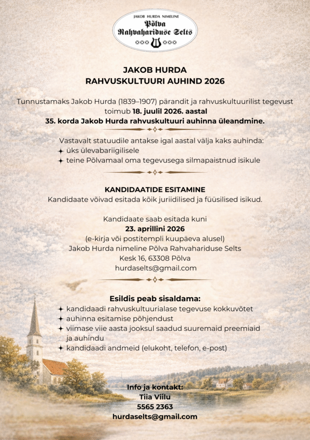 Oodatakse rahvuskultuuri auhinna kandidaate